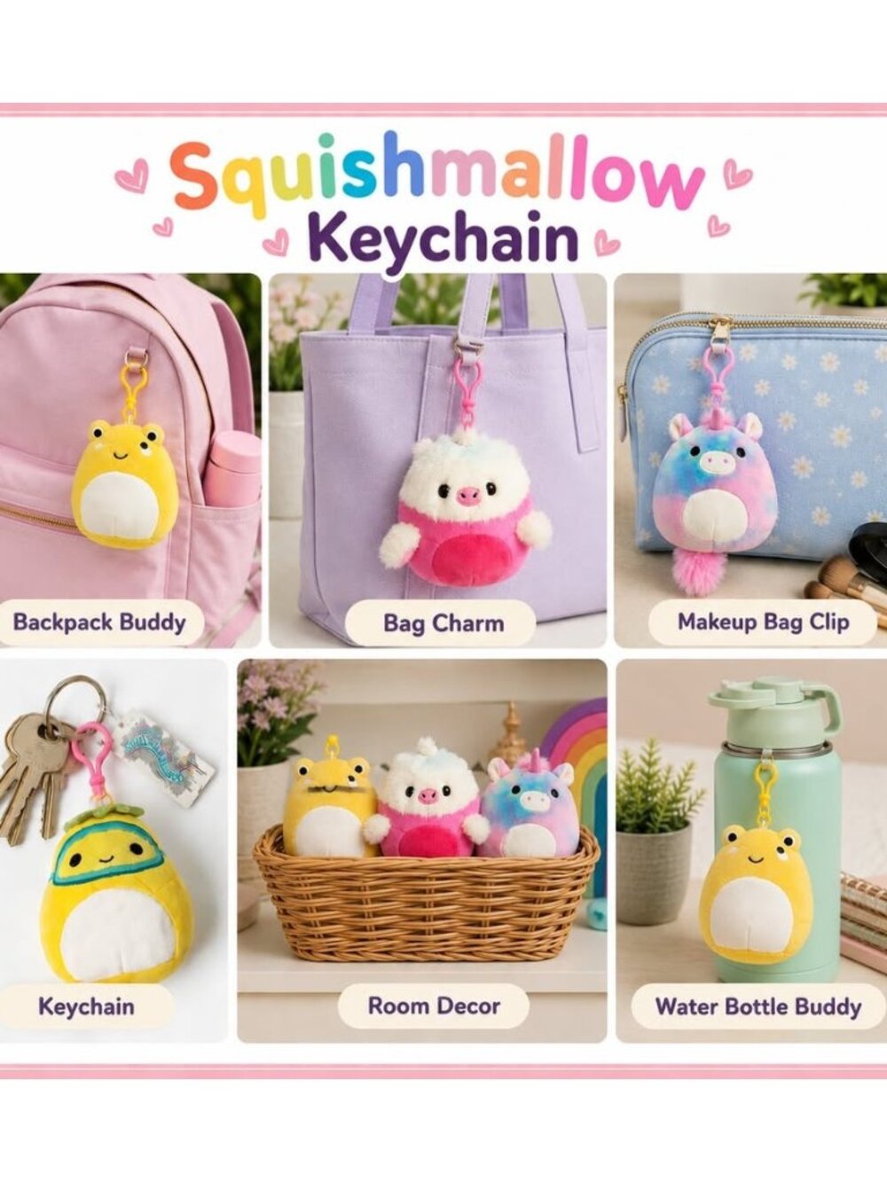 Squishmallows Bundle of 4 Key Chain Plush
